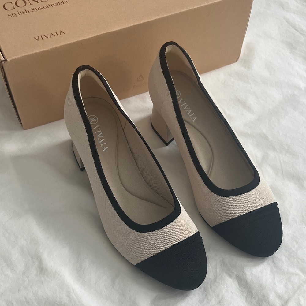 Vivaia Julie Black White Heels